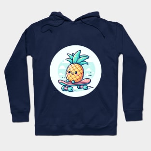 Cute Pineapple on Skateboard Hoodie